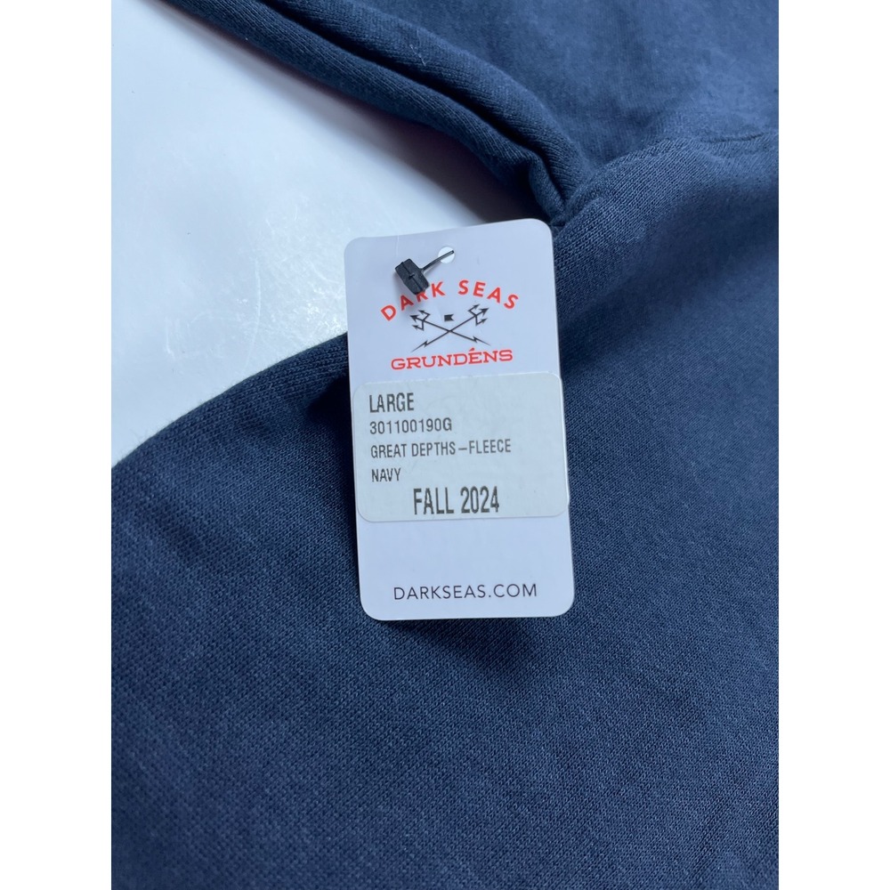 Dark Seas Grundens Great Depths Coastal Fleece Hoodie Navy Blue Mens L NWT - Picture 14 of 15